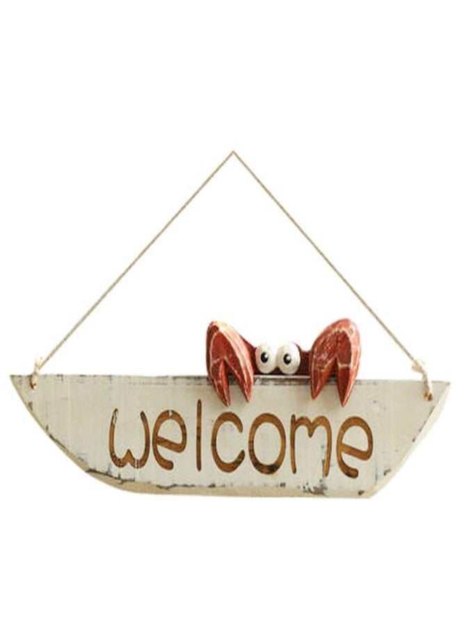 D-Fokes Vintage Hanging Decor Crab Welcome Sign Door Hanging Home Decor Creative Wall Decoration - Image 1
